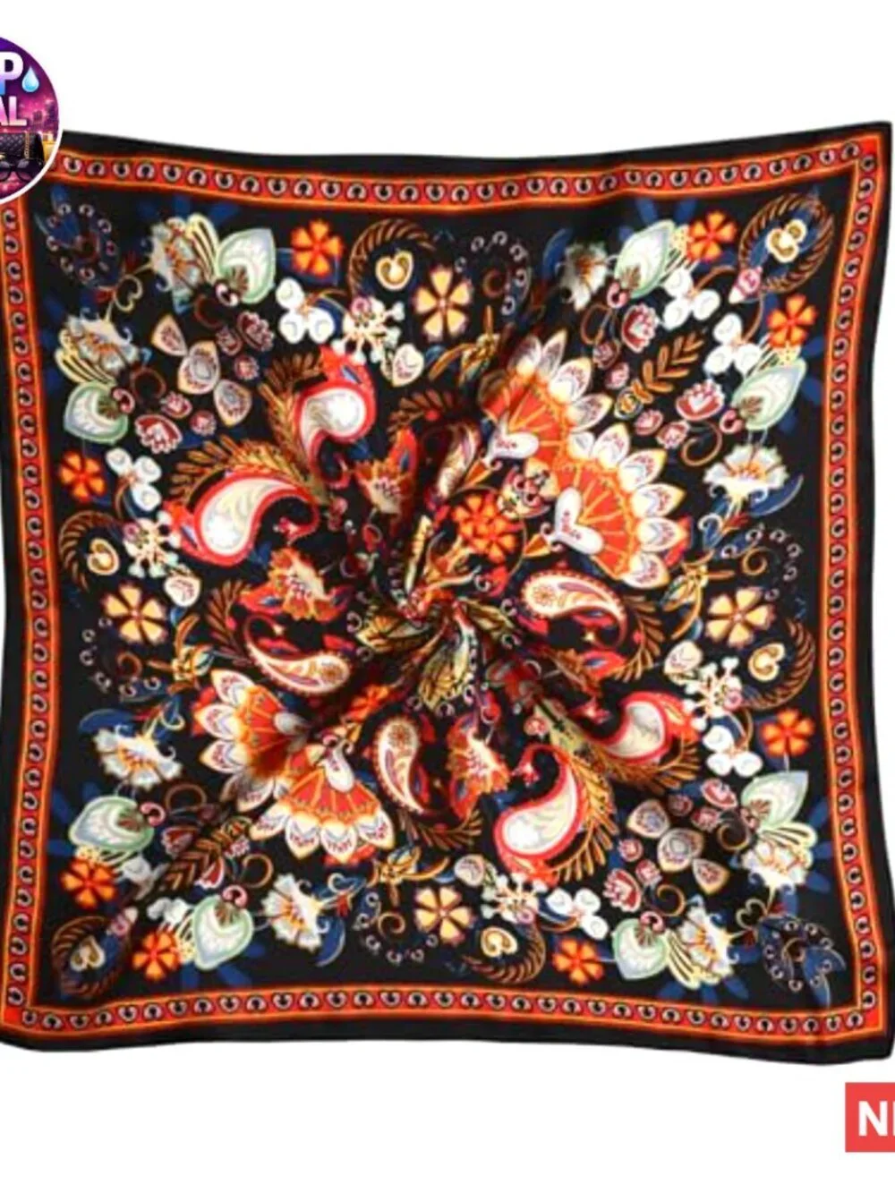 Polyester Paisley Scarf, Silk-Like Head Wrap, 27.5
